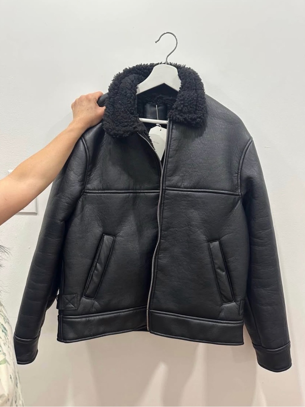 Oak and Fort Black Faux Shearling Jacket